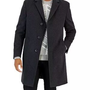 Nautica Men's Classic-Fit Camber Wool Overcoat Charcoal